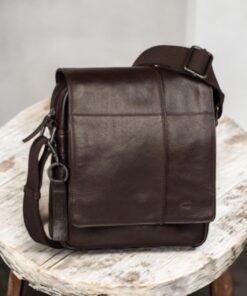 Camel Active Pine Δερμάτινη Τσάντα Ώμου με Καπάκι Καφέ M