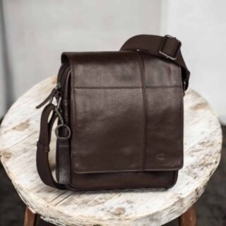 Camel Active Pine Δερμάτινη Τσάντα Ώμου με Καπάκι Καφέ M