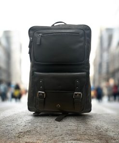 Diplomat Τσάντα Πλάτης Δερμάτινη Μαύρη 20L