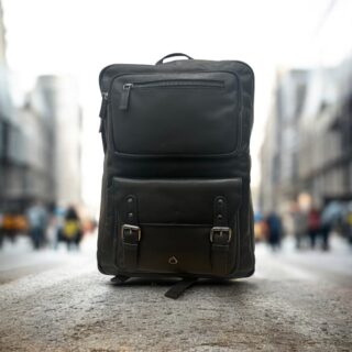 Diplomat Τσάντα Πλάτης Δερμάτινη Μαύρη 20L