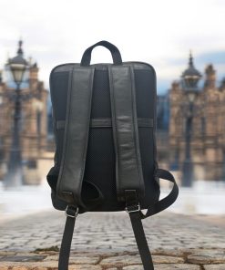 Diplomat Τσάντα Πλάτης Δερμάτινη Μαύρη 20L