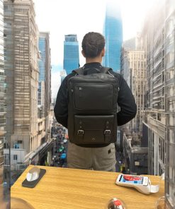 Diplomat Τσάντα Πλάτης Δερμάτινη Μαύρη 20L