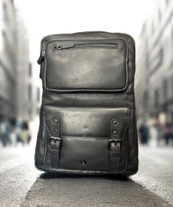 Diplomat Τσάντα Πλάτης Δερμάτινη Μαύρη 20L