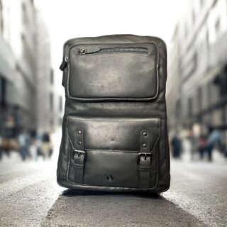 Diplomat Τσάντα Πλάτης Δερμάτινη Μαύρη 20L