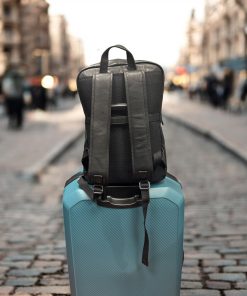 Diplomat Τσάντα Πλάτης Δερμάτινη Μαύρη 20L