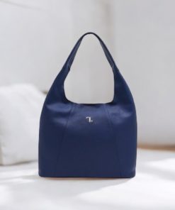 Alkioni-15-112 Γυναικεία Δερμάτινη Τσάντα Μεγάλη Μπλε