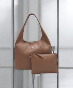 Seven Dots Alkioni-15-112 Γυναικεία Δερμάτινη Τσάντα Μεγάλη Μπεζ