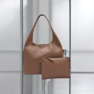 Seven Dots Alkioni-15-112 Γυναικεία Δερμάτινη Τσάντα Μεγάλη Μπεζ