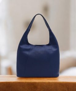 Alkioni-15-112 Γυναικεία Δερμάτινη Τσάντα Μεγάλη Μπλε