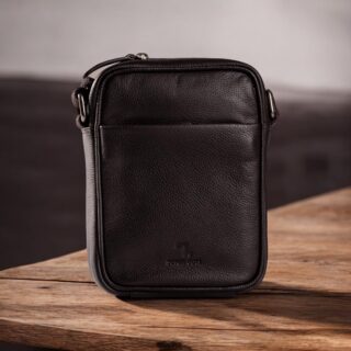 Seven Dots Earth-60-102 Δερμάτινη Τσάντα Ώμου Σκούρο Καφέ