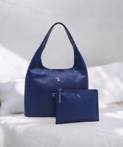 Alkioni-15-112 Γυναικεία Δερμάτινη Τσάντα Μεγάλη Μπλε