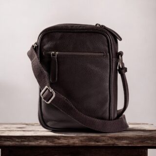 Seven Dots Earth-60-102 Δερμάτινη Τσάντα Ώμου Σκούρο Καφέ