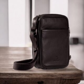 Seven Dots Earth-60-102 Δερμάτινη Τσάντα Ώμου Σκούρο Καφέ