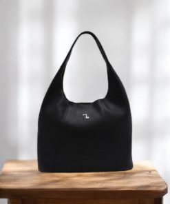 seven dots Alkioni-15-112 Γυναικεία Δερμάτινη Τσάντα Μεγάλη Μαύρη