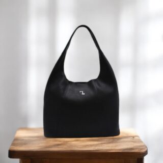 seven dots Alkioni-15-112 Γυναικεία Δερμάτινη Τσάντα Μεγάλη Μαύρη