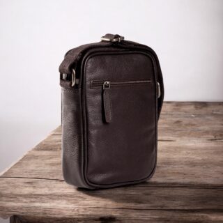 Seven Dots Earth-60-102 Δερμάτινη Τσάντα Ώμου Σκούρο Καφέ