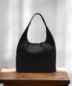 seven dots Alkioni-15-112 Γυναικεία Δερμάτινη Τσάντα Μεγάλη Μαύρη