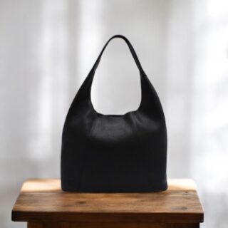 seven dots Alkioni-15-112 Γυναικεία Δερμάτινη Τσάντα Μεγάλη Μαύρη