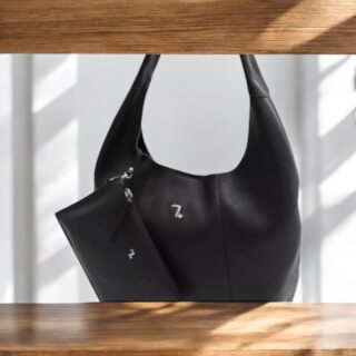 seven dots Alkioni-15-112 Γυναικεία Δερμάτινη Τσάντα Μεγάλη Μαύρη