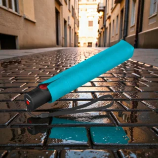 Knirps U.200 U.Series Ομπρέλα Αυτόματη Τυρκουάζ με Μαύρη UV Επίστρωση