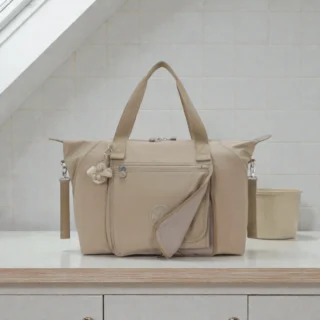 Kipling New Art M Soft Taupe Τσάντα Ώμου Αλλαξιέρα