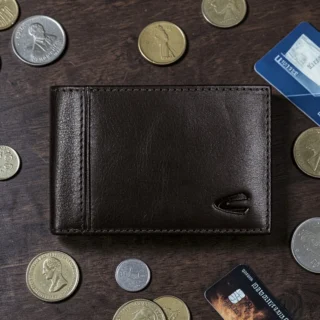 camel active Pine Πορτοφόλι Ανδρικό Πλάγιο Λεπτό Δερμάτινο Μαύρο