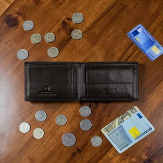 camel active Pine Πορτοφόλι Ανδρικό Πλάγιο Λεπτό Δερμάτινο Μαύρο