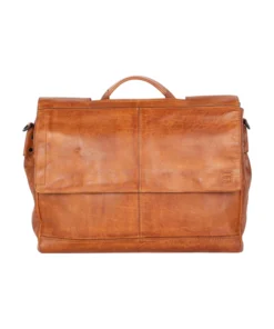 Spikes & Sparrow Benzo Δερμάτινος Χαρτοφύλακας Laptop 15,6″ Κονιάκ