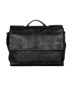 Spikes & Sparrow Benzo Δερμάτινος Χαρτοφύλακας Laptop 15,6″ Μαύρος