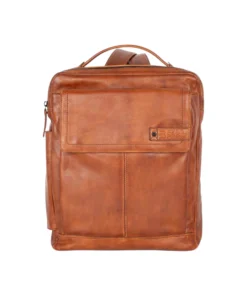 Spikes & Sparrow Fred Δερμάτινο Σακίδιο Πλάτης Laptop 15,6″ με Κάλυμμα Βροχής Κονιάκ