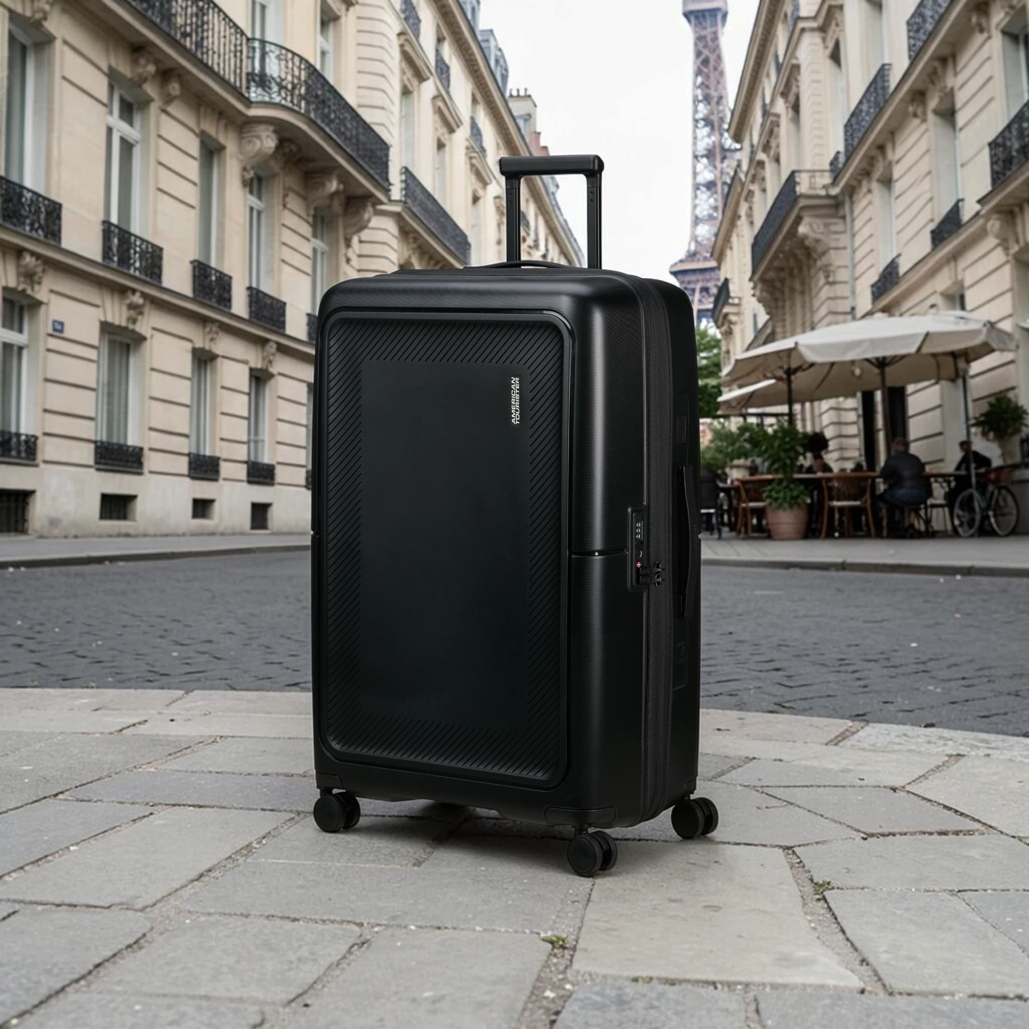 American Tourister DashPop Μεγάλη Επεκτεινόμενη Βαλίτσα 77×50×30cm Μαύρη