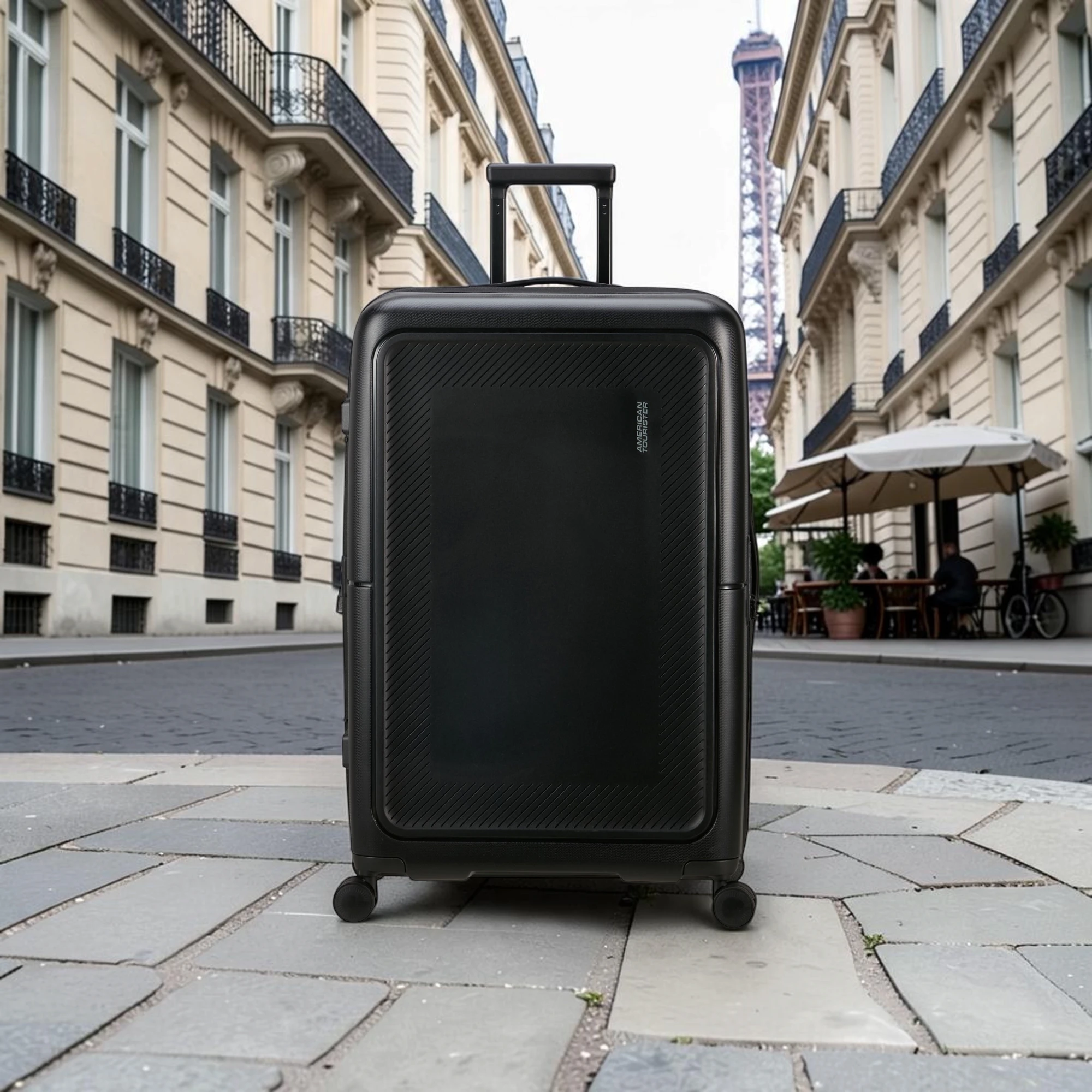 American Tourister DashPop Μεγάλη Επεκτεινόμενη Βαλίτσα 77×50×30cm Μαύρη