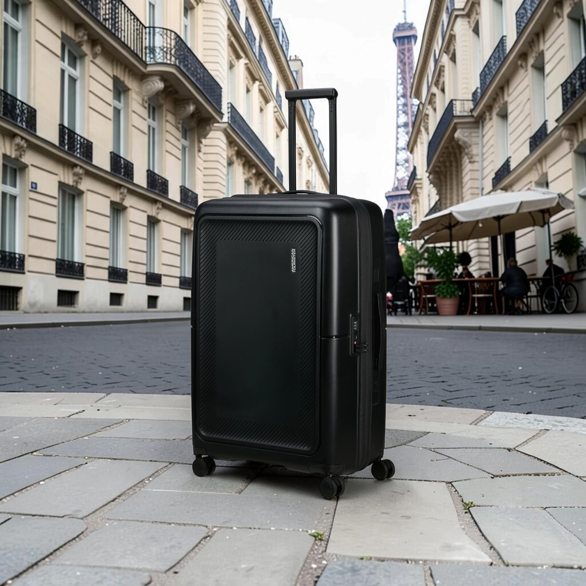American Tourister DashPop Μεγάλη Επεκτεινόμενη Βαλίτσα 77×50×30cm Μαύρη